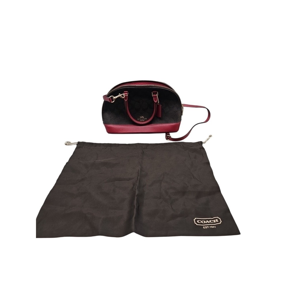 Coach Mini Sierra‎ Satchel Coated Canvas CrossBody Khaki Magenta Retail W/ Bag